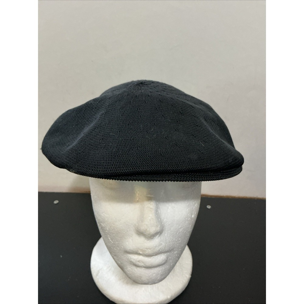 Vintage Kangol Hat Cap Fitted Mens L Black Knit Flat Summer Great Britain Cap